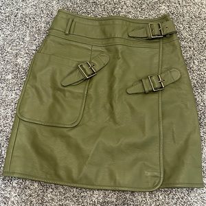 G by Giuliana Faux Leather Green Buckle Mini Skirt
